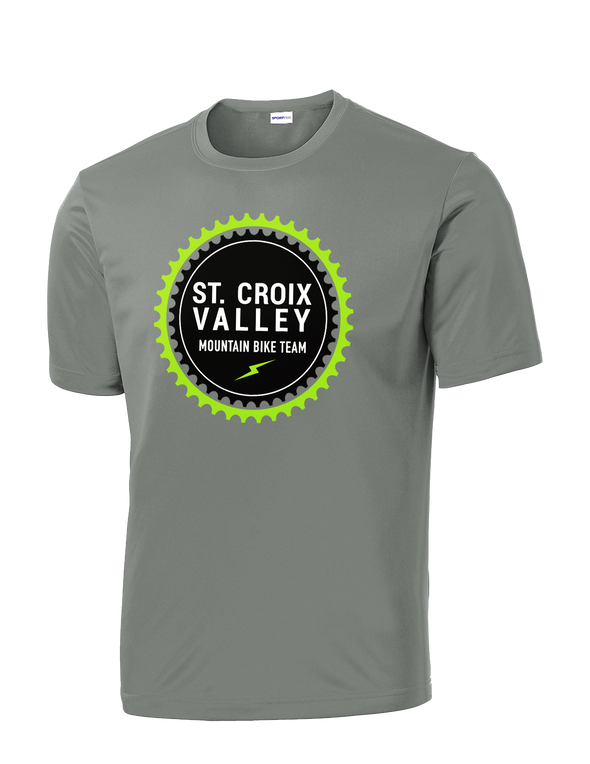 St. Croix Valley Mountain Bike Team Short Sleeve Performance Tee- Grey Concrete